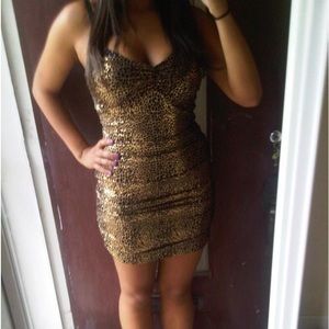 Forever 21 shiny leopard bodycon mini dress
